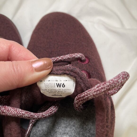 Allbirds Women's Merino Wool Runners Shoes Sneakers Red Maroon Size 6 - Picture 10 of 12